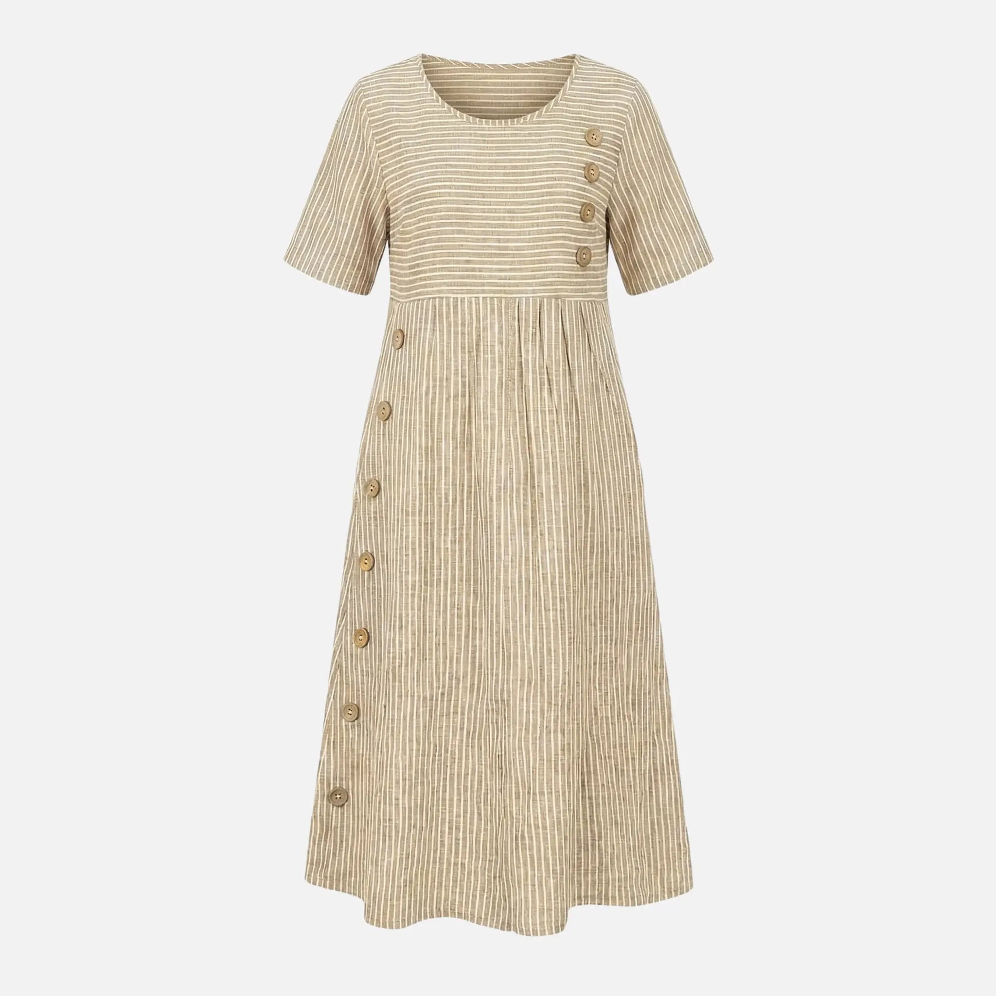 Linen Midi Dress with Button Detailing for Women TARHUS SS - Womens - Midi Dress