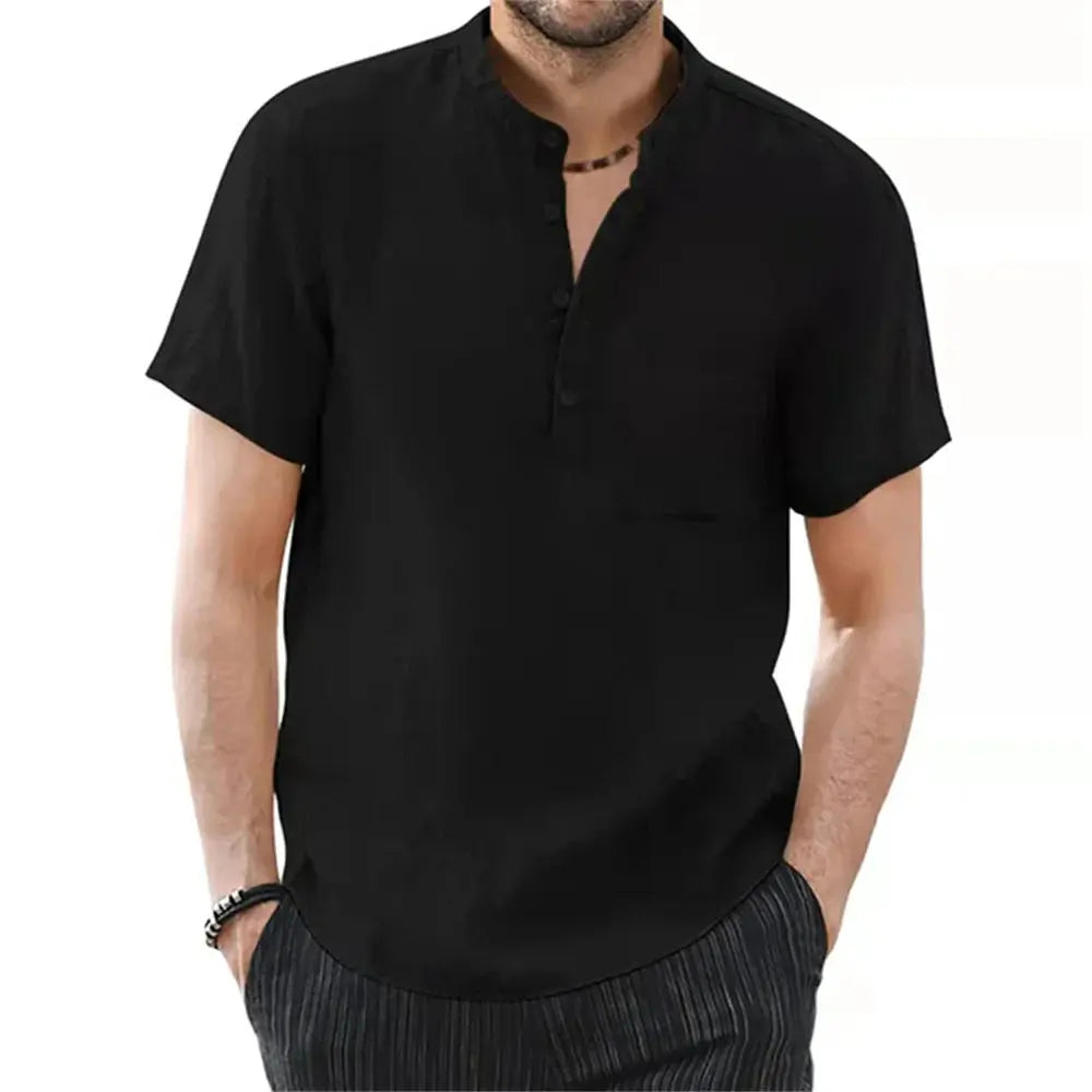 Archer | Men Linen Collar Short Sleeve Summer Shirt TARHUS Men Shirts