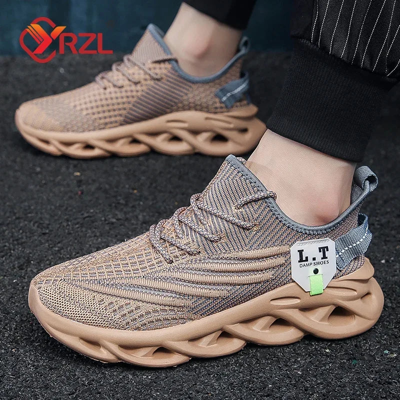 YRZL Men Sports Running Black Jogging Shoes Casual Sneakers Outdoor Breathable Mesh Women Light Shock-absorption Black Tennis TARHUS