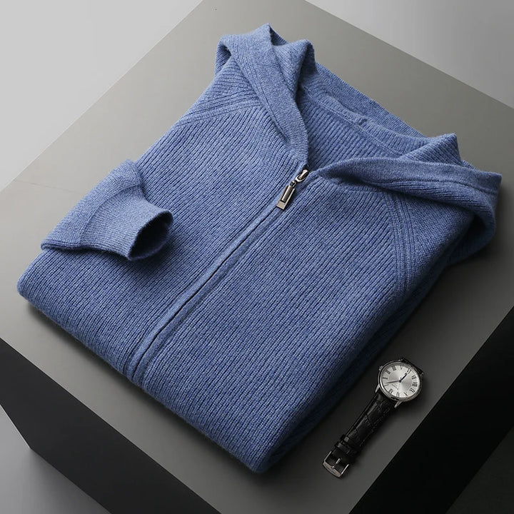 Fabian | Men’s Cashmere Zipper Vest with Hood – Luxury Knit Hoodie TARHUS