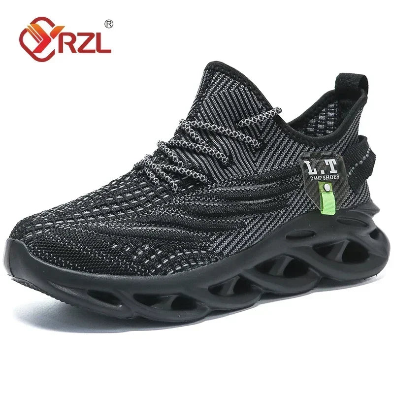 YRZL Men Sports Running Black Jogging Shoes Casual Sneakers Outdoor Breathable Mesh Women Light Shock-absorption Black Tennis TARHUS