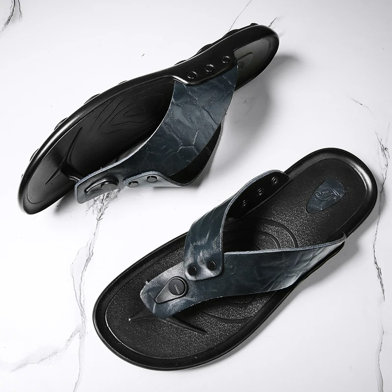 Arvento | Italian Leather Slides – Rivet Detail with Anti-Slip Comfort Sole TARHUS Men shoes