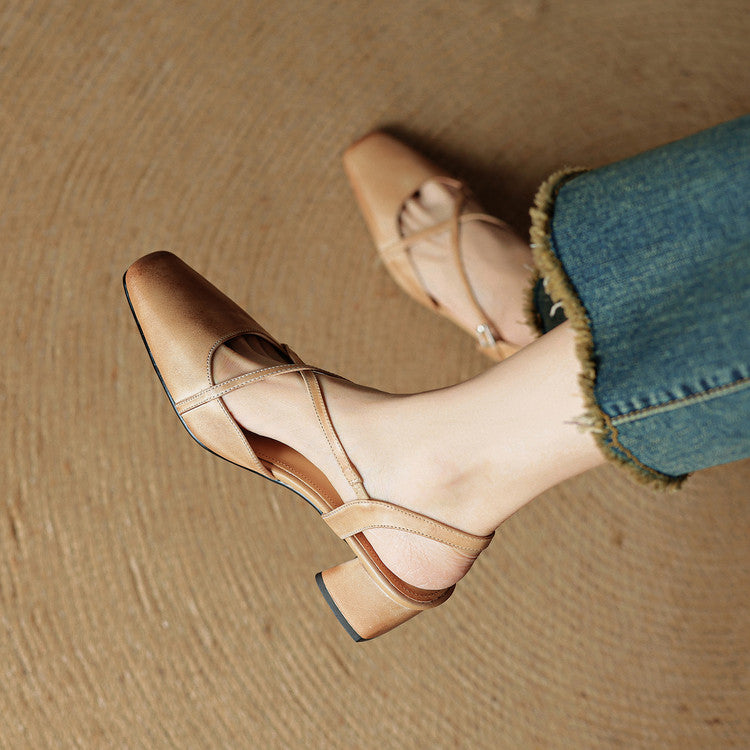 Cecelia | Heels – Leather Closed Toe Block Heel Shoes with Strap TARHUS