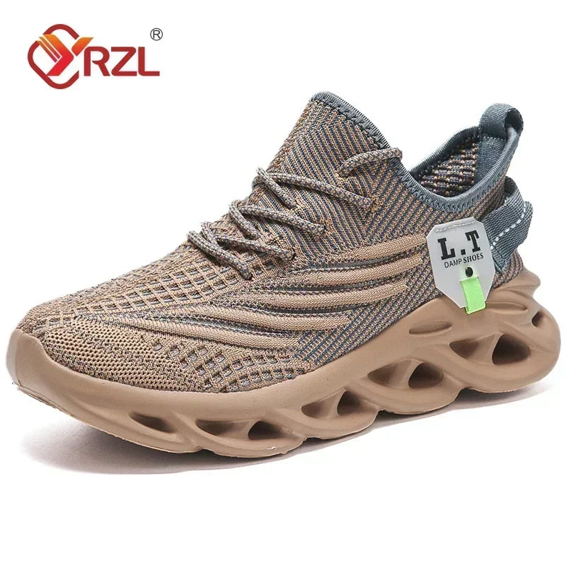 YRZL Men Sports Running Black Jogging Shoes Casual Sneakers Outdoor Breathable Mesh Women Light Shock-absorption Black Tennis TARHUS
