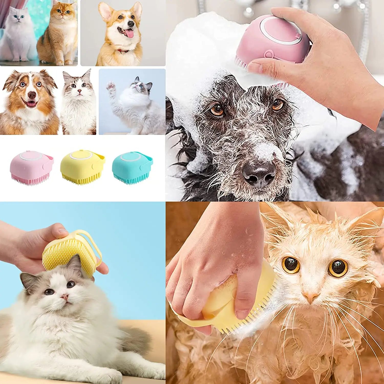 Dog Bath & Grooming Brush – 2-in-1 Shampoo & Massage Tool - TARHUS