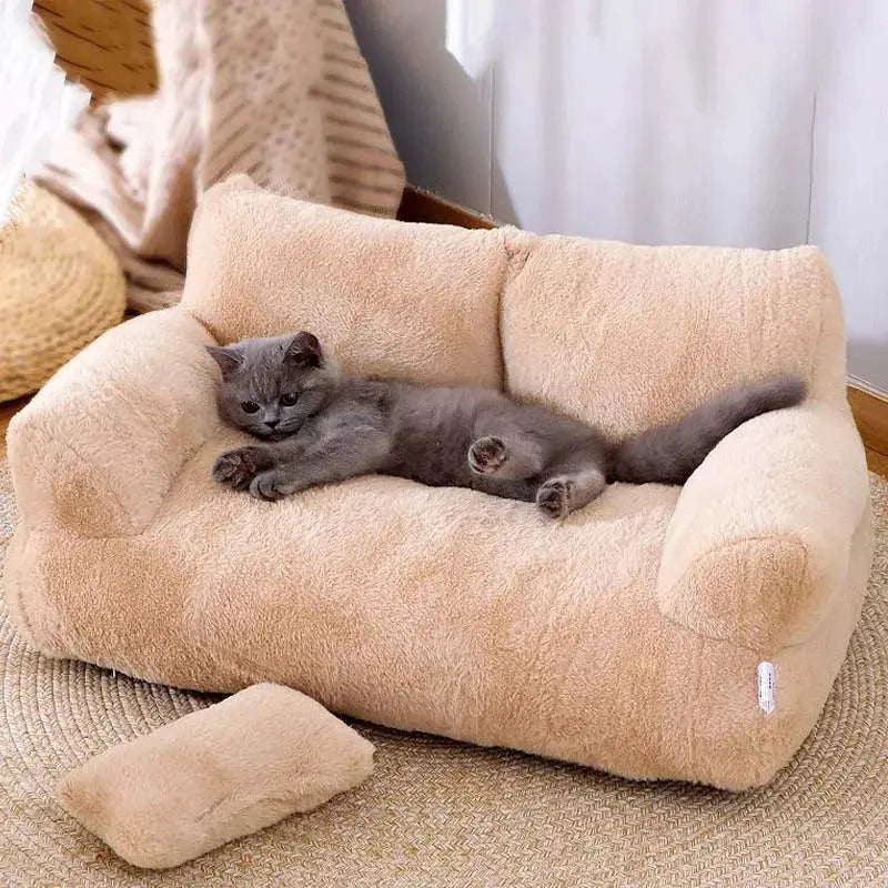 Luxury Cat Bed Sofa – Winter Warm Plush Pet Nest for Cats & Small Dogs - TARHUS