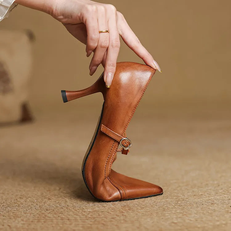 Lorena Genuine Leather Heels - TARHUS