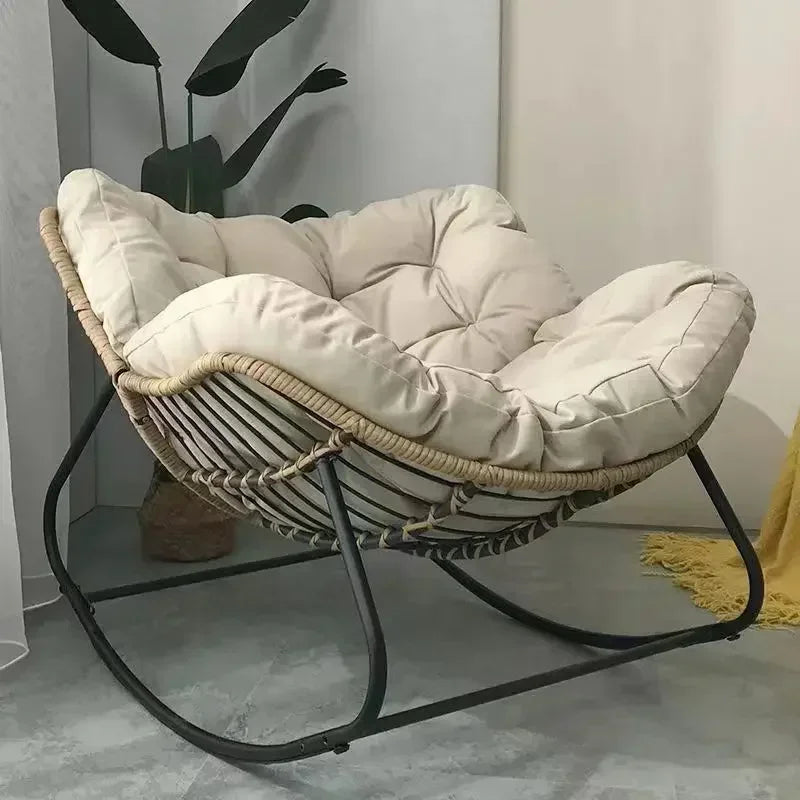 Human Bird Nest Rattan Rocking Chair - TARHUS