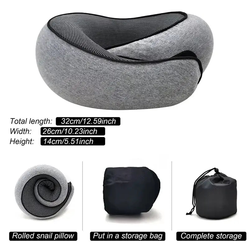 Memory Foam Travel Neck Pillow – Snail Style U-Shaped Comfort - TARHUS