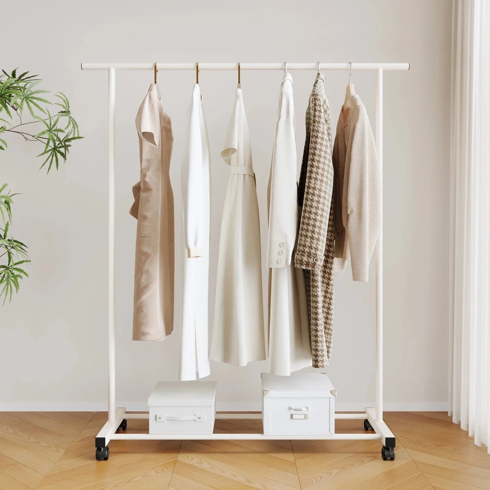 Heavy-Duty Double-Pole Clothes Rack | Floor-Standing Garment Organizer & Indoor Drying TARHUS