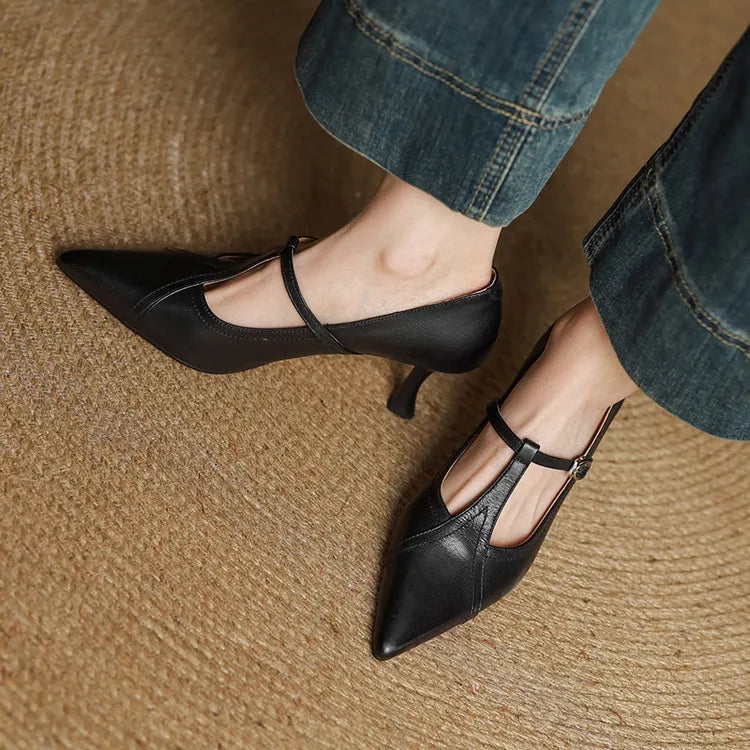 Lorena Genuine Leather Heels - TARHUS