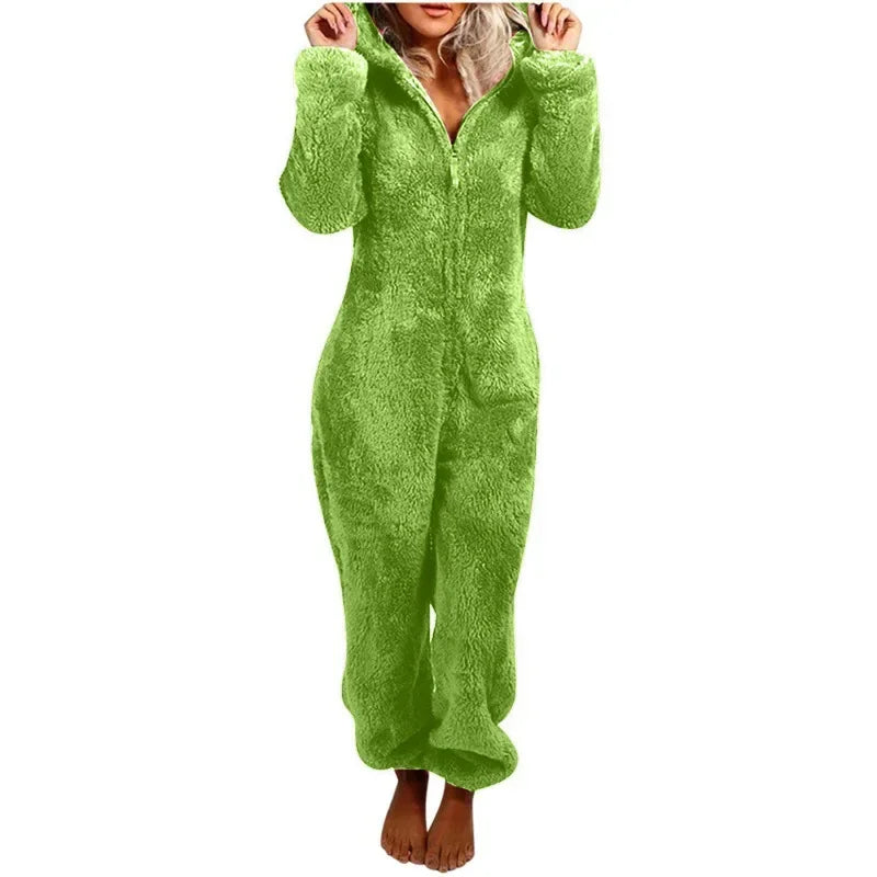 Women's Cozy Fleece-Lined Hooded Jumpsuit - TARHUS