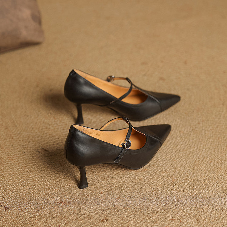 Lorena Genuine Leather Heels - TARHUS