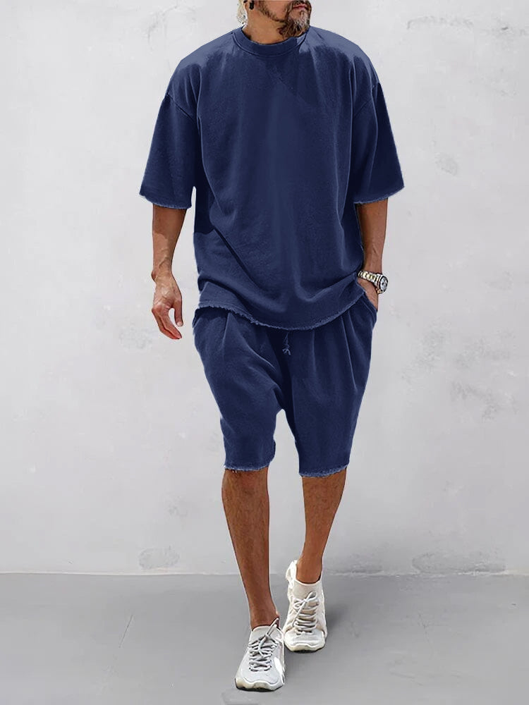 Casual Loose Fit Solid Sports Sets - TARHUS