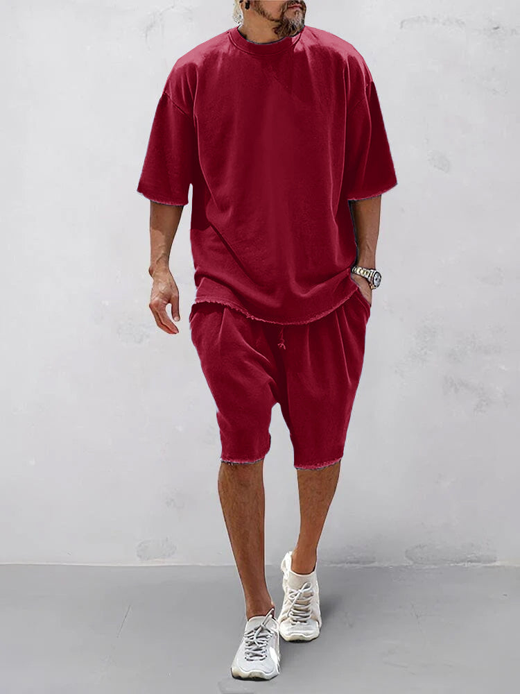 Casual Loose Fit Solid Sports Sets - TARHUS