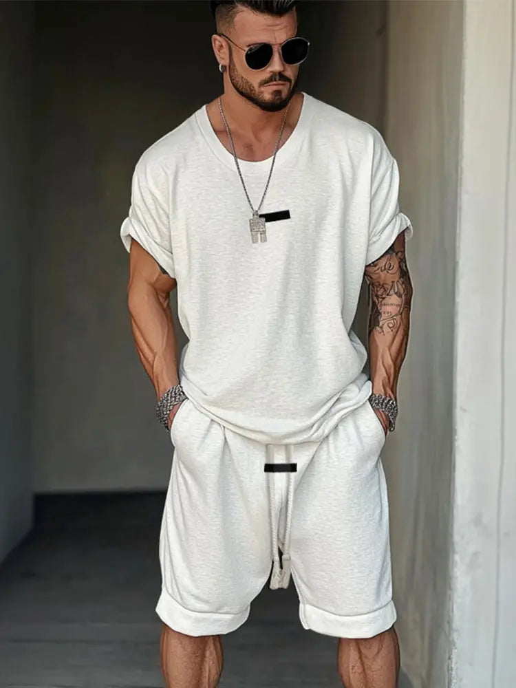 Men’s Athleisure 2-Piece Set – Relaxed Fit T-Shirt & Shorts Outfit - TARHUS