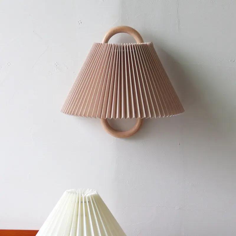 Modern Original Solid Wood Pleated Semi-Circle 1-Light Wall Sconce Lamp - TARHUS