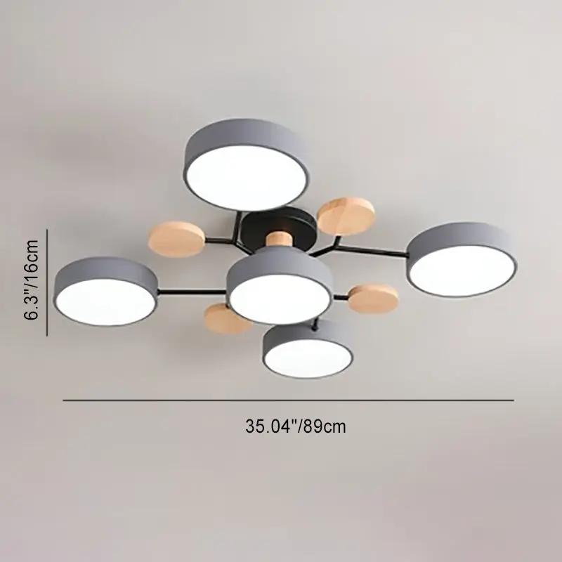 Contemporary Scandinavian Round Molecule Branch Design LED Semi-Flush Mount Ceiling Light For Living Room - TARHUS