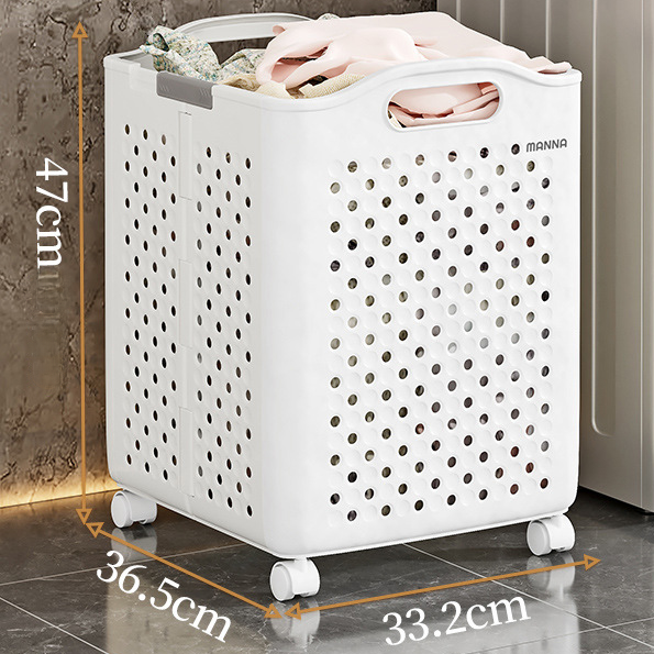 Large Capacity Collapsible Laundry Basket: Breathable Design & Built-In Wheels - TARHUS