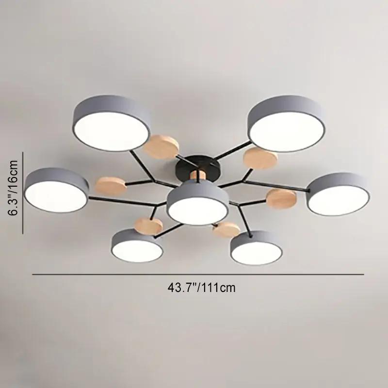Contemporary Scandinavian Round Molecule Branch Design LED Semi-Flush Mount Ceiling Light For Living Room - TARHUS