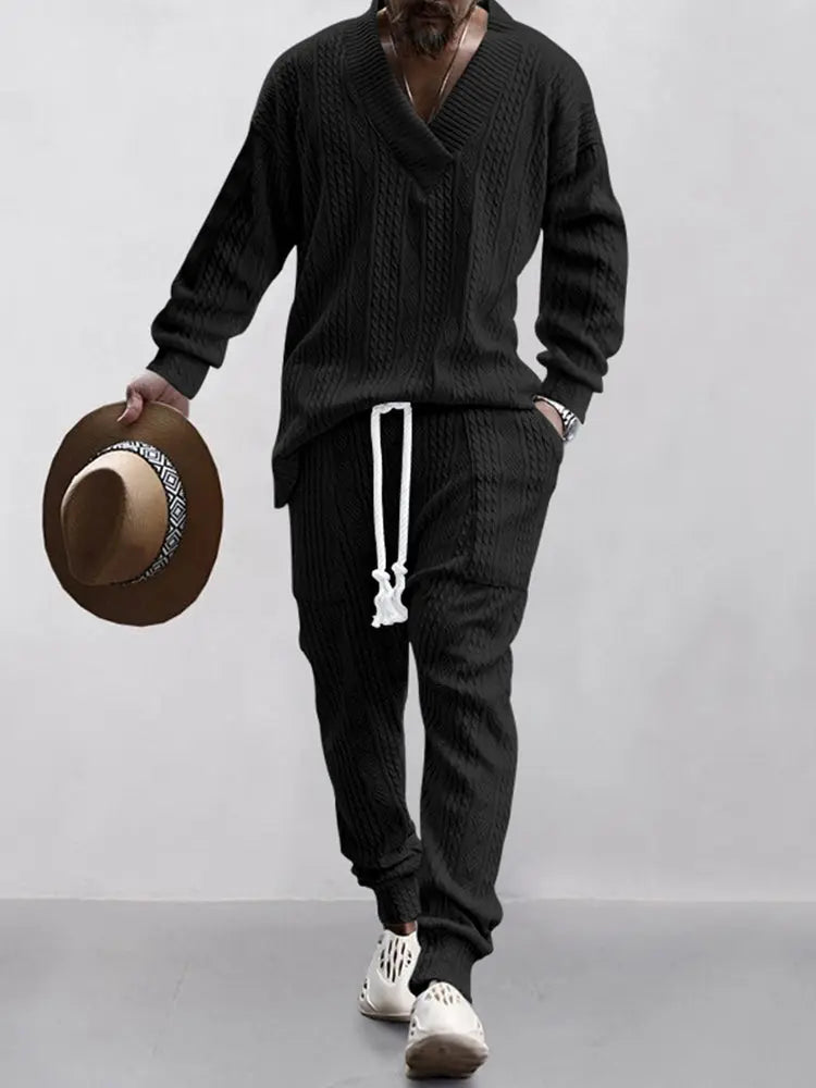 Men’s Knit Lounge Set – Cozy Streetwear Loungewear Tracksuit - TARHUS