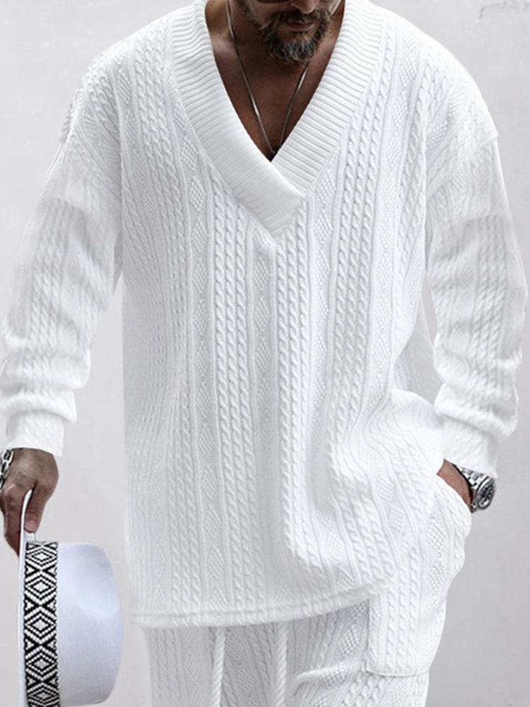 Men’s Knit Lounge Set – Cozy Streetwear Loungewear Tracksuit - TARHUS