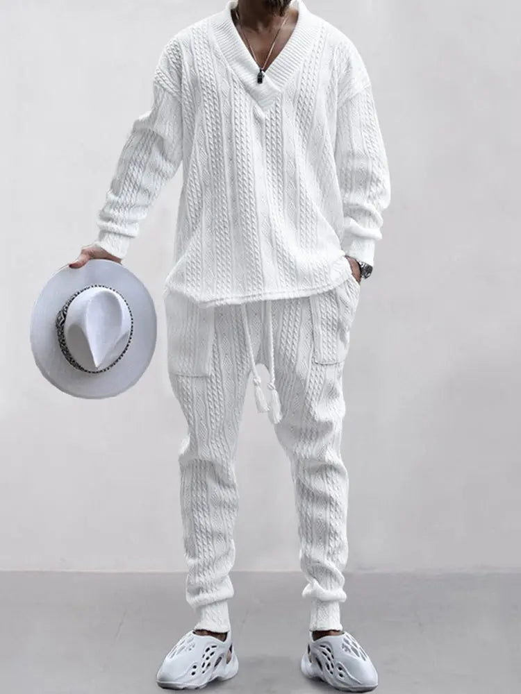 Men’s Knit Lounge Set – Cozy Streetwear Loungewear Tracksuit - TARHUS
