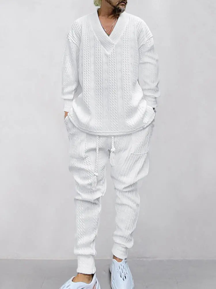 Men’s Knit Lounge Set – Cozy Streetwear Loungewear Tracksuit - TARHUS