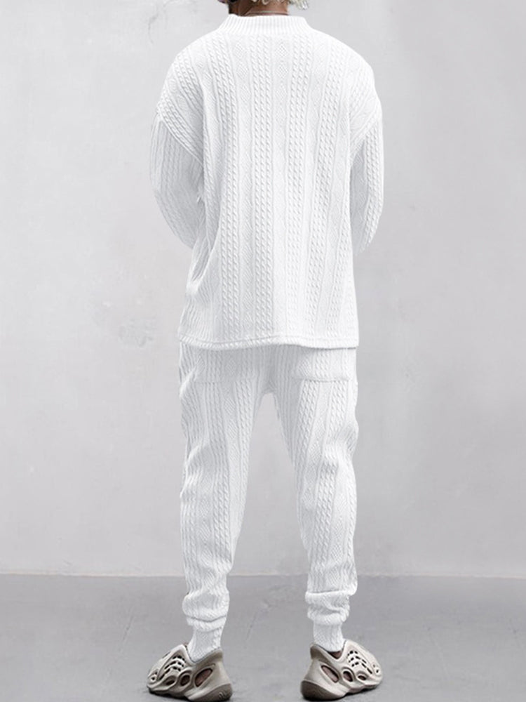 Men’s Knit Lounge Set – Cozy Streetwear Loungewear Tracksuit - TARHUS