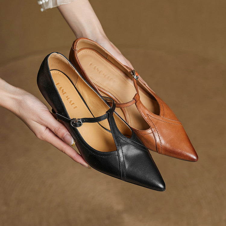 Lorena Genuine Leather Heels - TARHUS