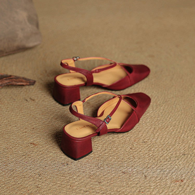 Cecelia | Heels – Leather Closed Toe Block Heel Shoes with Strap TARHUS