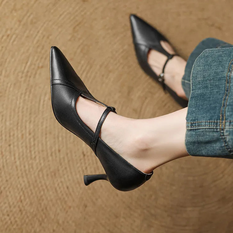 Lorena Genuine Leather Heels - TARHUS