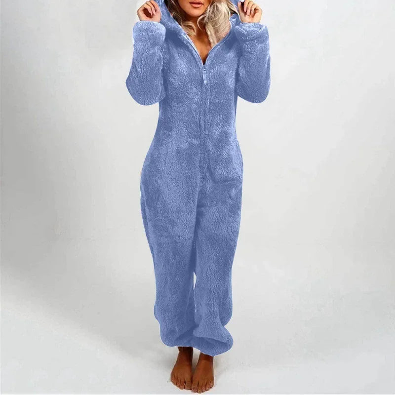 Women's Cozy Fleece-Lined Hooded Jumpsuit - TARHUS
