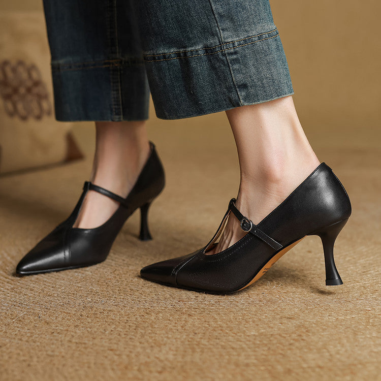 Lorena Genuine Leather Heels - TARHUS