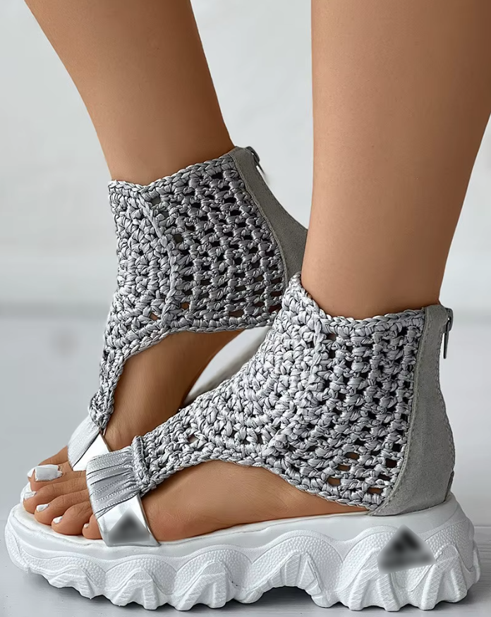 Knit Wedge Sandals - TARHUS