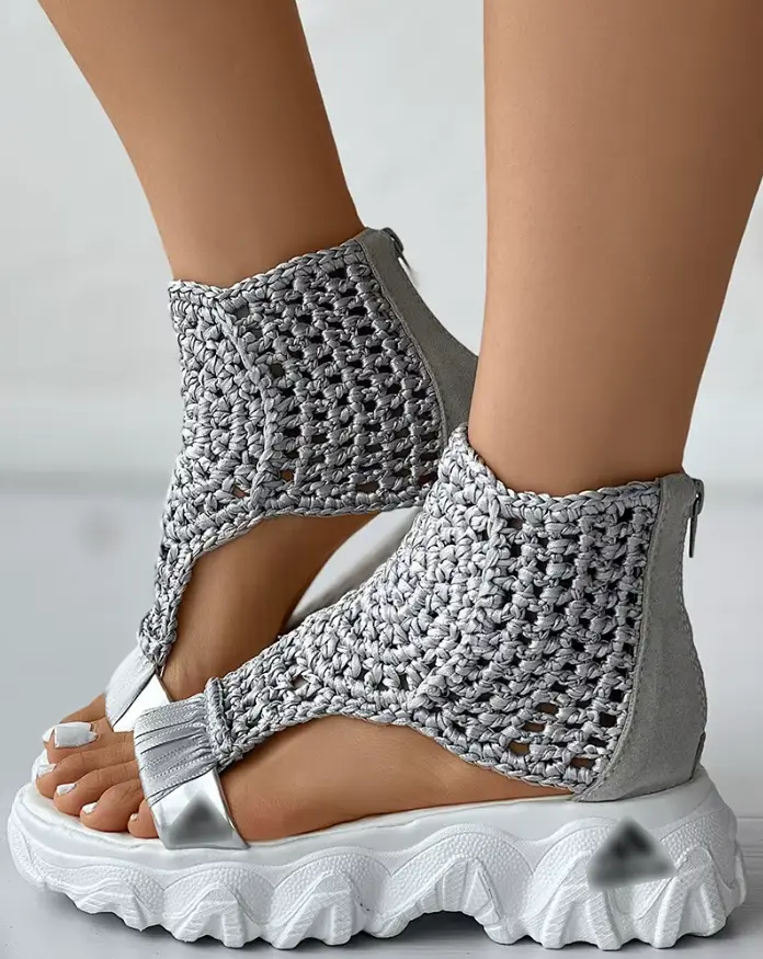 Knit Wedge Sandals - TARHUS