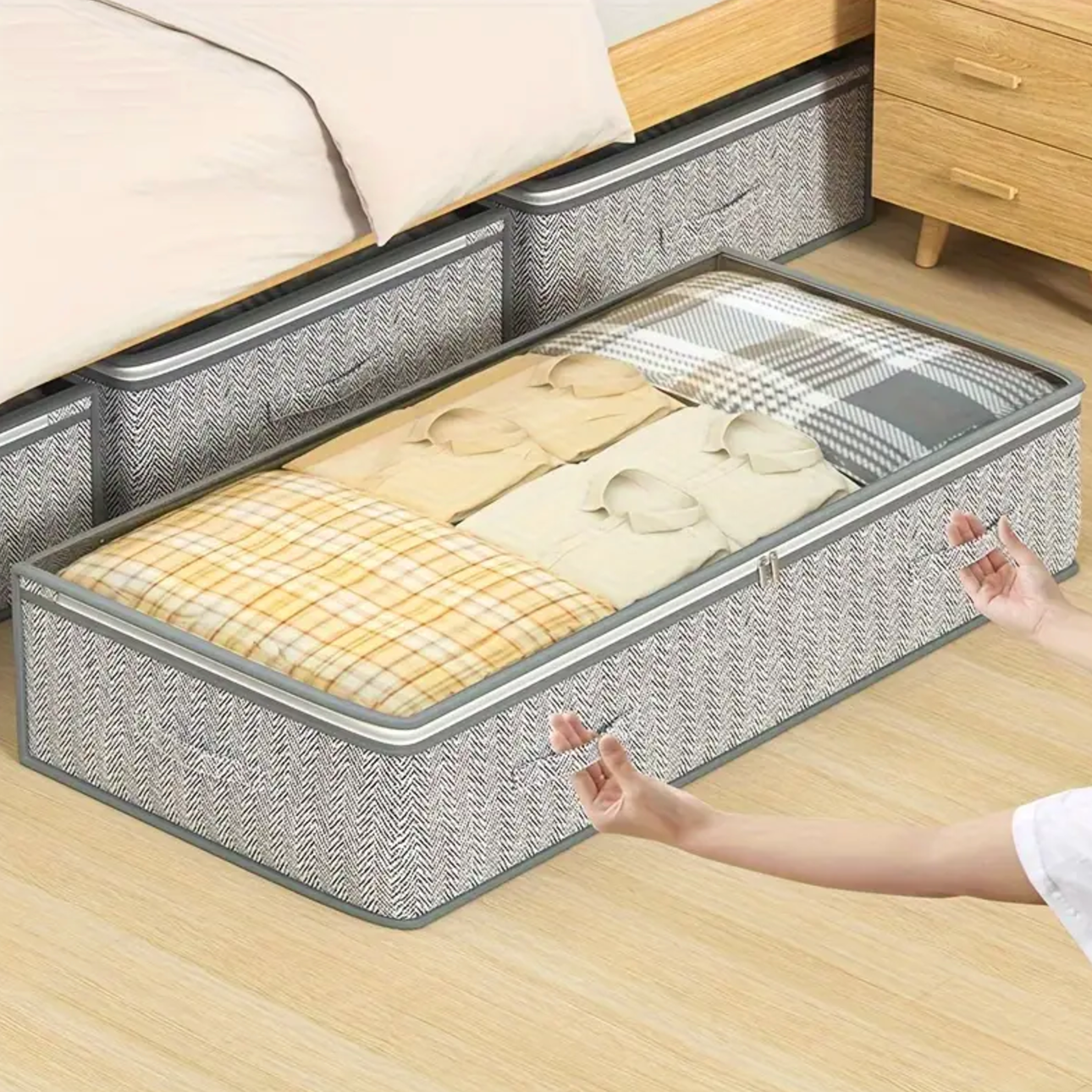 Extra Large Under Bed Storage Bags – Foldable Clothes Organizer with Zipper & Handles - TARHUS