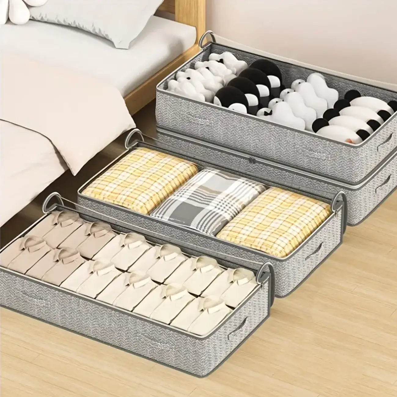Extra Large Under Bed Storage Bags – Foldable Clothes Organizer with Zipper & Handles - TARHUS