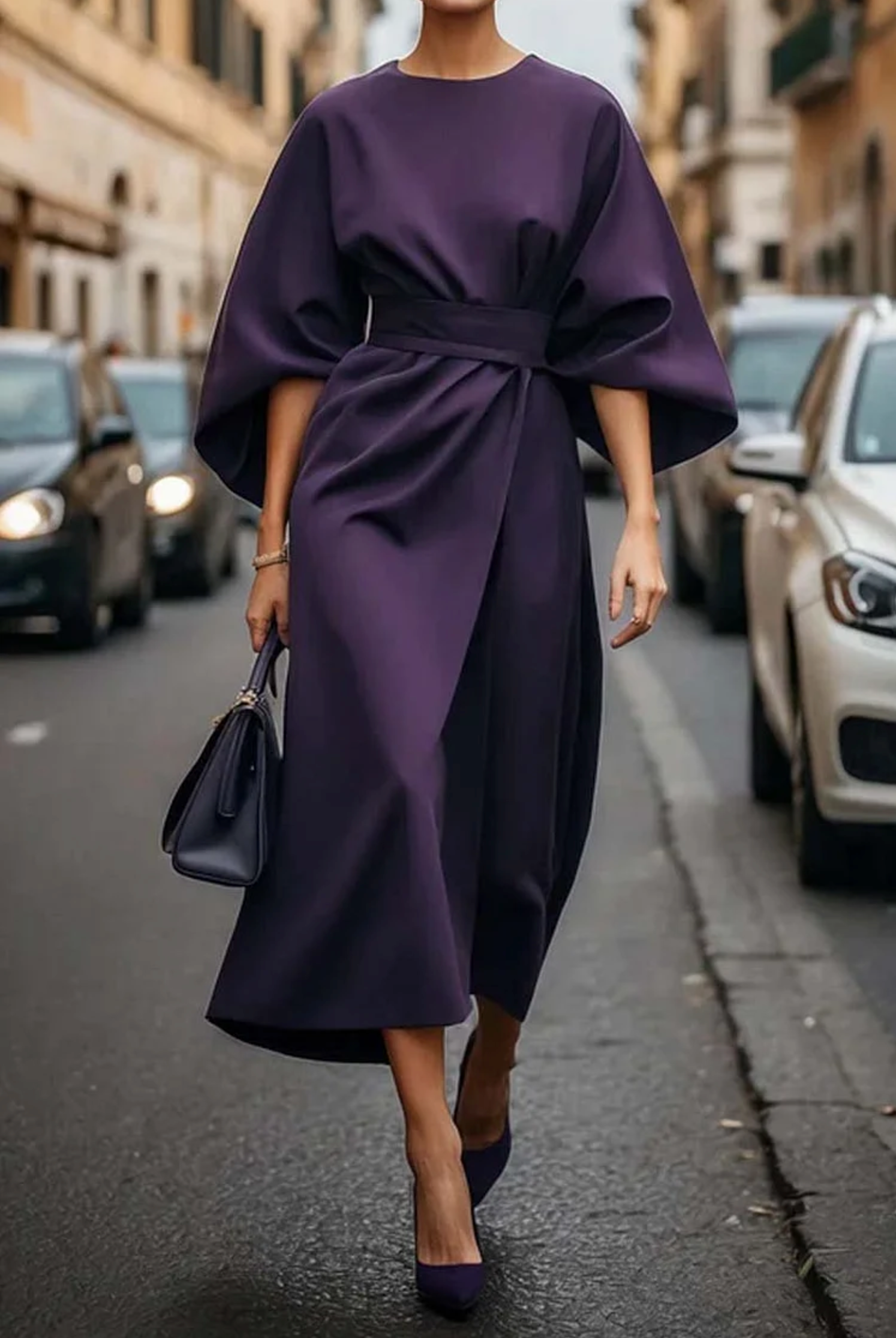 Elegant Belted Maxi Dress with Flowy Design TARHUS Maxi Dresses (Women)