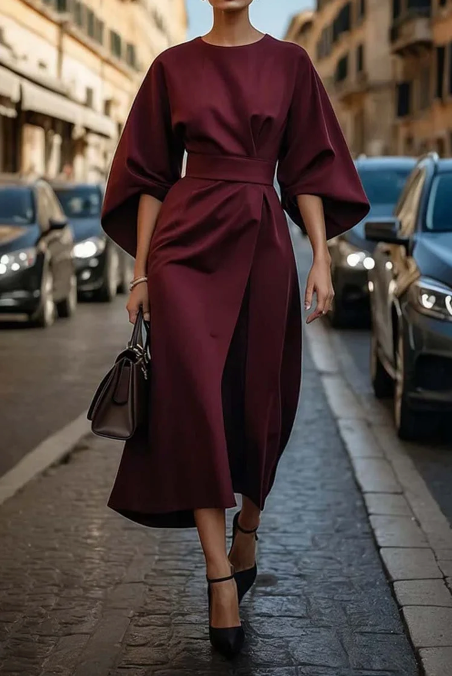 Elegant Belted Maxi Dress with Flowy Design TARHUS Maxi Dresses (Women)