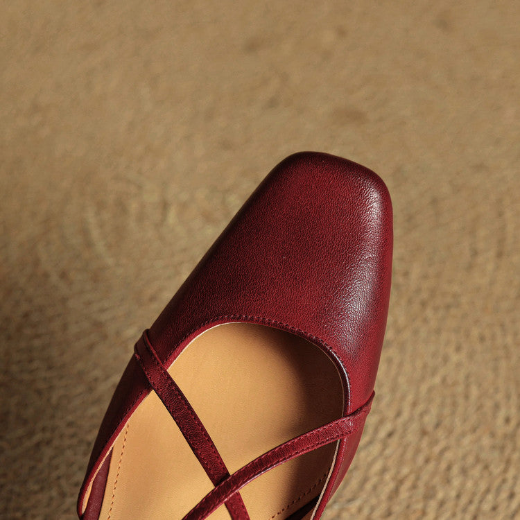 Cecelia | Heels – Leather Closed Toe Block Heel Shoes with Strap TARHUS