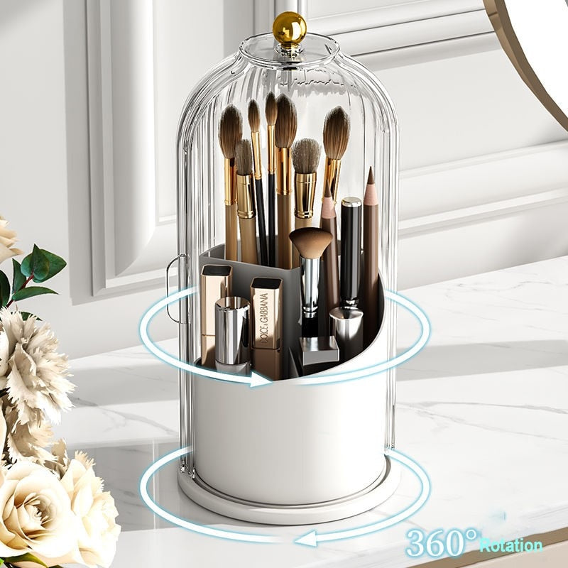 Elegant 360° Rotating Makeup Organizer | Clear Vanity Storage Display TARHUS Beauty
