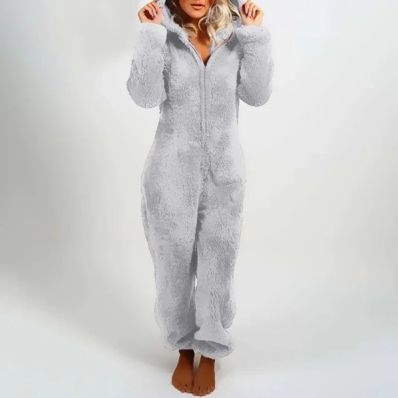 Women's Cozy Fleece-Lined Hooded Jumpsuit - TARHUS