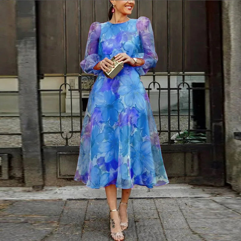 Elegant Floral Print Dress for Women | Aria - TARHUS