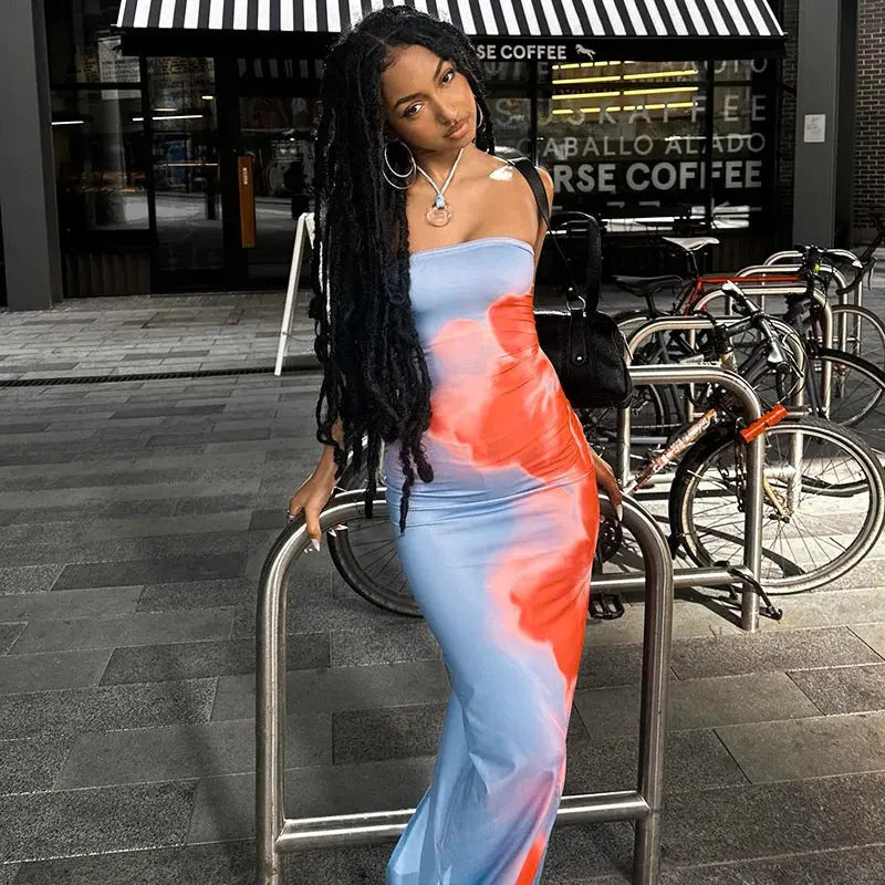Aurea | Women Strapless Printed Maxi Beach Dress TARHUS Maxi Dress