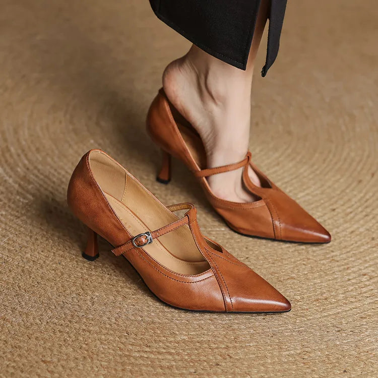 Lorena Genuine Leather Heels - TARHUS