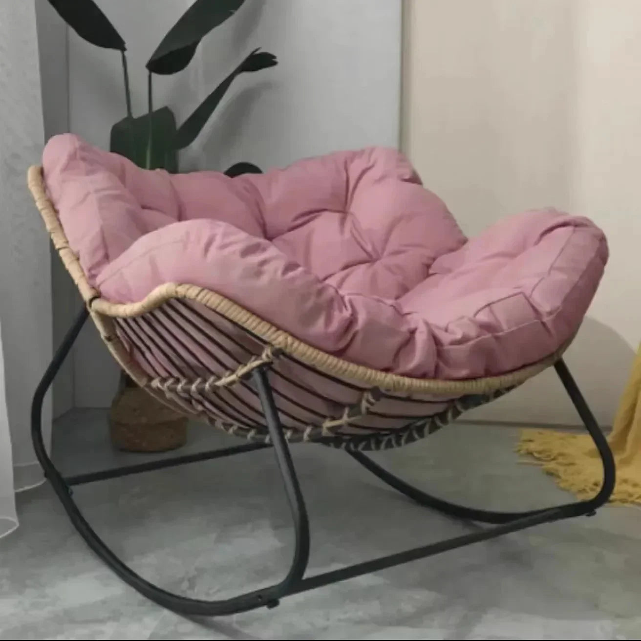 Human Bird Nest Rattan Rocking Chair - TARHUS
