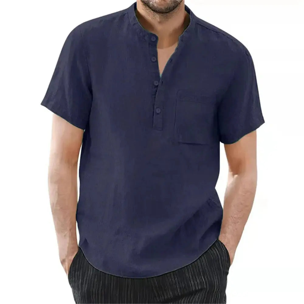 Archer | Men Linen Collar Short Sleeve Summer Shirt TARHUS Men Shirts