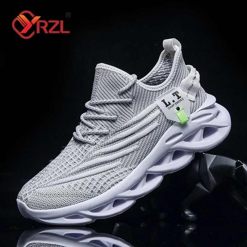 YRZL Men Sports Running Black Jogging Shoes Casual Sneakers Outdoor Breathable Mesh Women Light Shock-absorption Black Tennis TARHUS