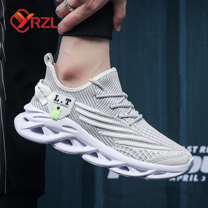 YRZL Men Sports Running Black Jogging Shoes Casual Sneakers Outdoor Breathable Mesh Women Light Shock-absorption Black Tennis TARHUS